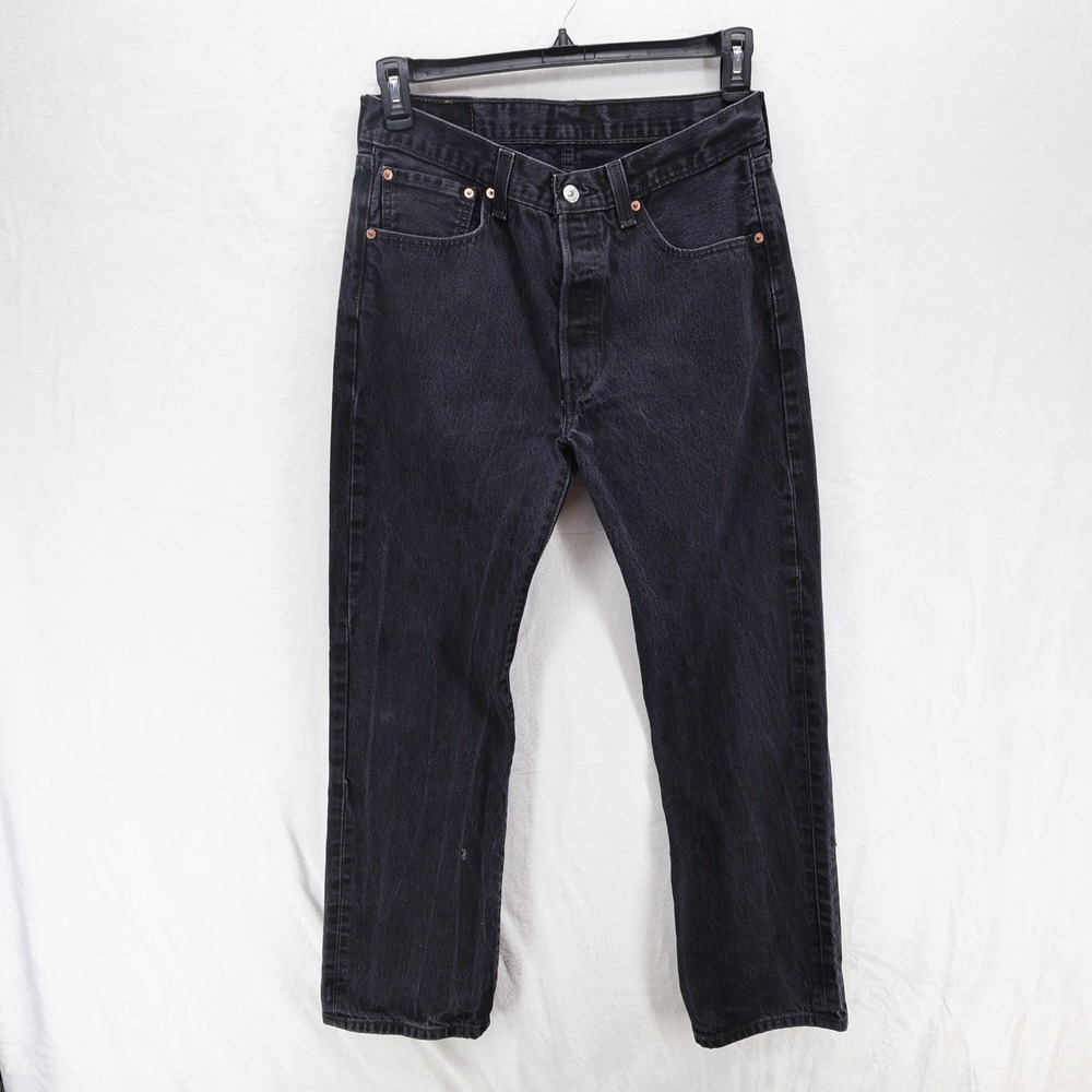 Levis 501 Mens Straight Fit Black Denim Jeans 33x32 Made in Egypt
